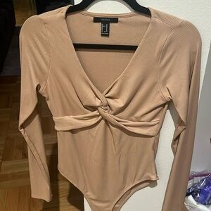 Forever 21 Taupe Cross Bodysuit
